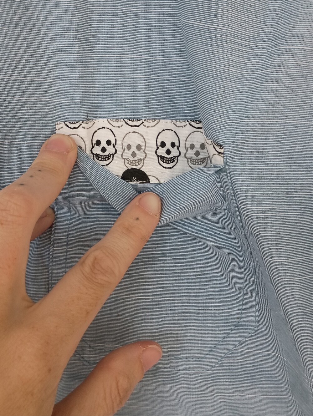 DCBD Drill Clothing Co Boys Skull Trim Button Front Shirt NWT Light Blue - Picture 4 of 8